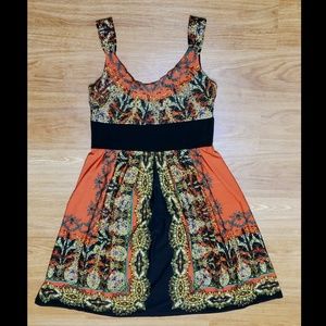 R&M Richards Orange Patterned Dress